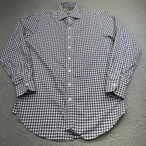 Sid Mashburn Shirt Mens 16 34 Blue White Gingham Check Button Front Long Sleeve
